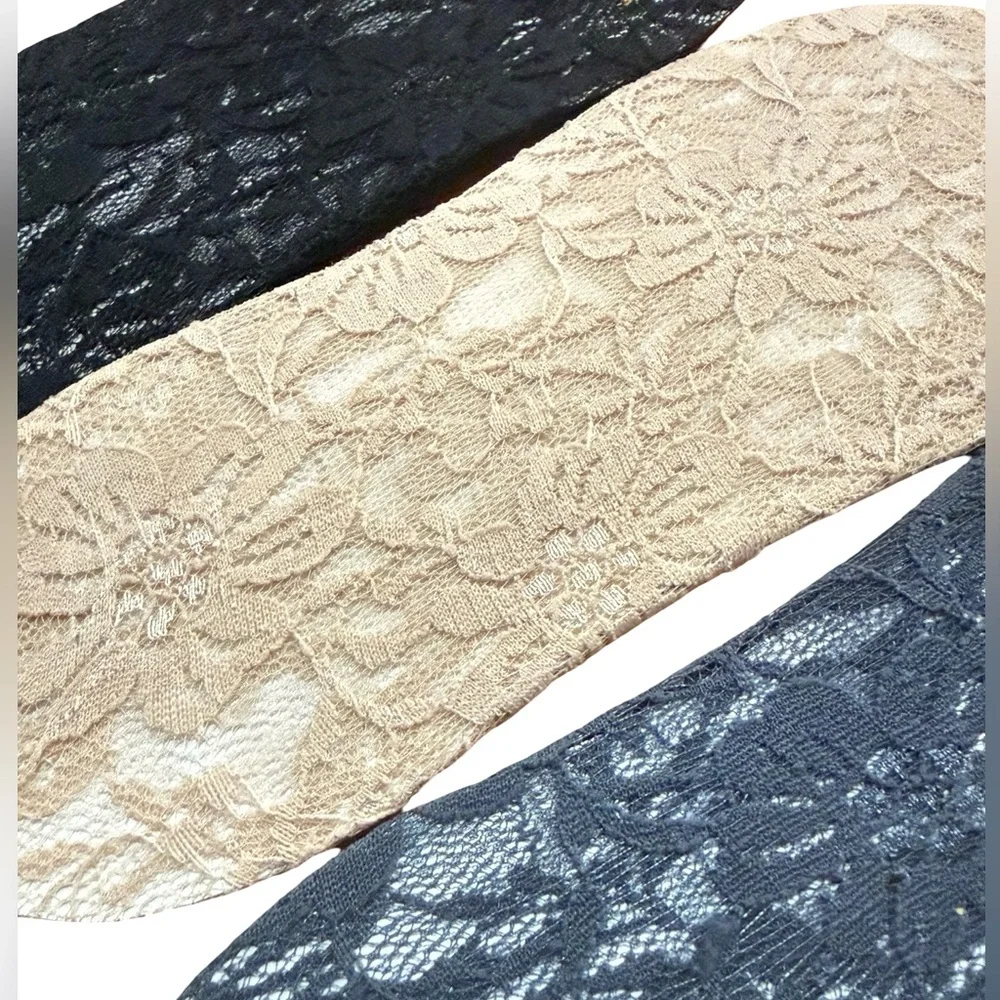 3-pack Medium Lace Footie No-Show Socks Black Cream Gray